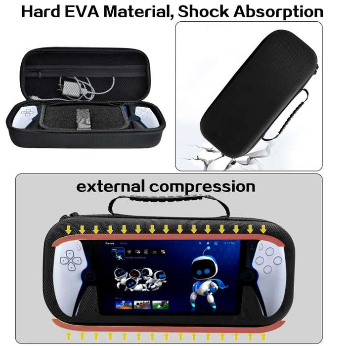 For PS Portal Game Consoles EVA Shockproof Waterproof Storage Bag(Black)