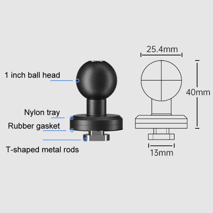 SUV Car Modified Central Control Bracket Base Slider, Specifications: 1 inch Rail Ball Head