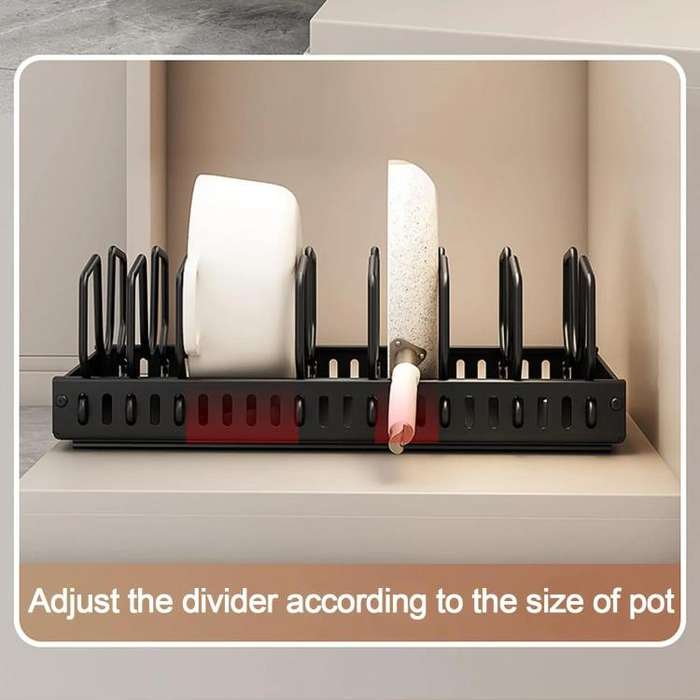 Kitchen Pull-Out Rack Pots And Pans Organizer Cabinet Countertop Dish Tray 42cm White