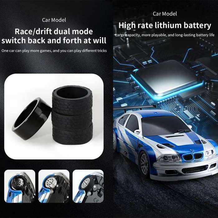 1:43 Full Scale Mini 4WD Drifting Charging Remote Control Car, Color: 4301 Black Mustang