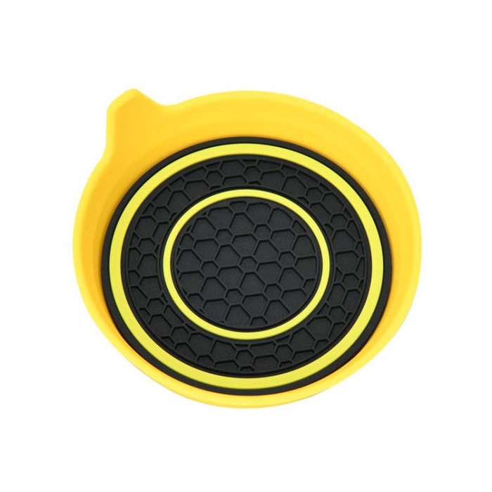 Car Bowl-shaped Non-slip Heat-insulating Double-ring Water Coaster, Color: Yellow