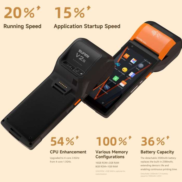 SUNMI V2s Scanning Label Printing Cash Register, Spec: NFC 2+16G(EU Plug)