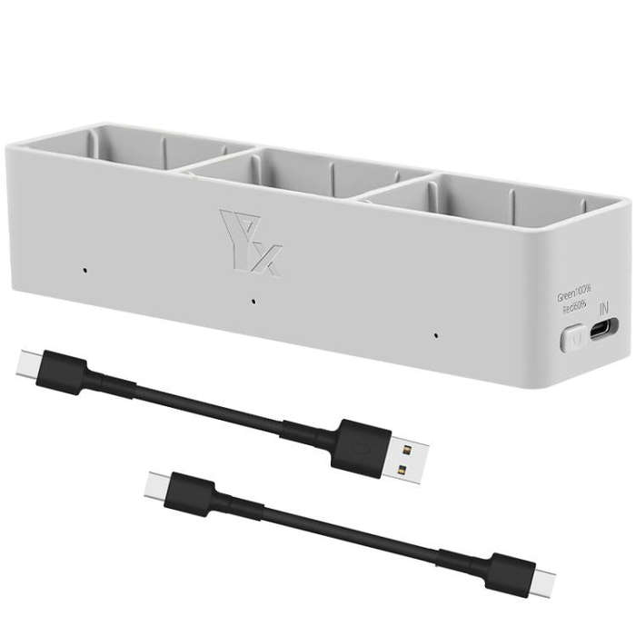 For DJI Avata 2 YX Charger 3-way Charging Butler Supports PD 65W(Silver Gray)