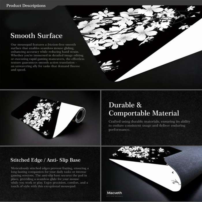 300x700x2mm Ink Painting Cherry Blossom Rubber Non-Slip Mouse Pad Desk Mat(Pattern 3)