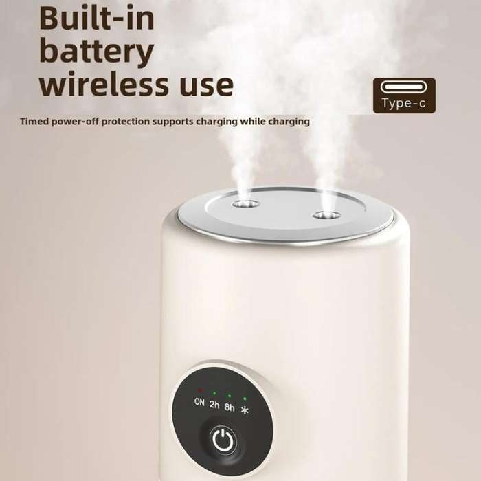 Desktop Dual Port Humidifier Portable Mini Air Purifier With Nightlight, Color: Beige