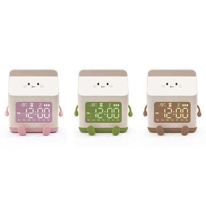 Cartoon Fun Milk Box LED Digital Display Countdown Alarm Clock(Green)
