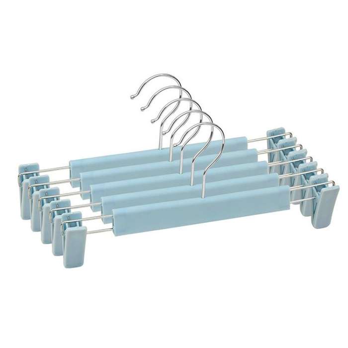 5pcs /Pack Retractable Nano Pants Hanger Seamless Trouser Clip For Skirt Dress Slacks(Blue)