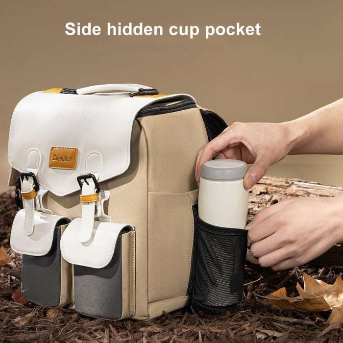 Cwatcun D171 Small Large Capacity DSLR Camera Storage Bag Casual Double Shoulder Load Reducing Br...