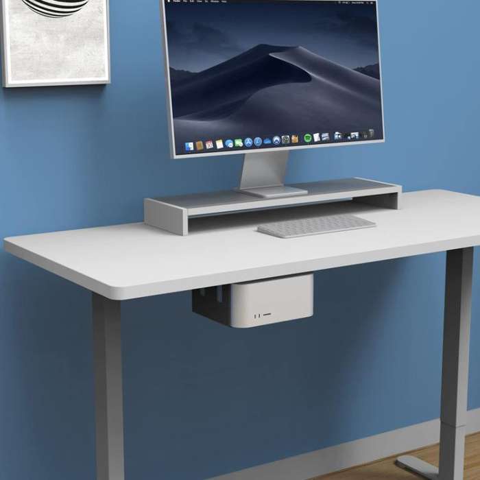 For Mac Studio Under Desk Metal Bracket Cooling Storage Wall Mount Stand(Black)