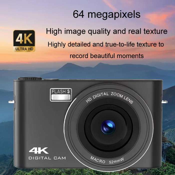 4K HD Touch Screen Digital Micro SLR Camera MP3 DSLR Camcorder 64MP Anti-Shake Vlogging Video Cam...