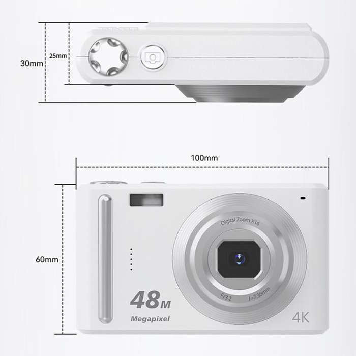 DC03H 2.4-Inch 16X Digital Zoom Electronic Image Stabilization 4K HD Digital Camera(White)