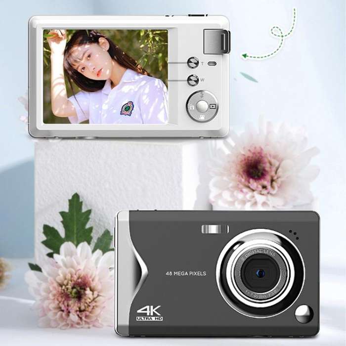 4K HD 3.0-Inch IPS Screen Autofocus HD Digital Camera Student DV Camera SLR(Black)