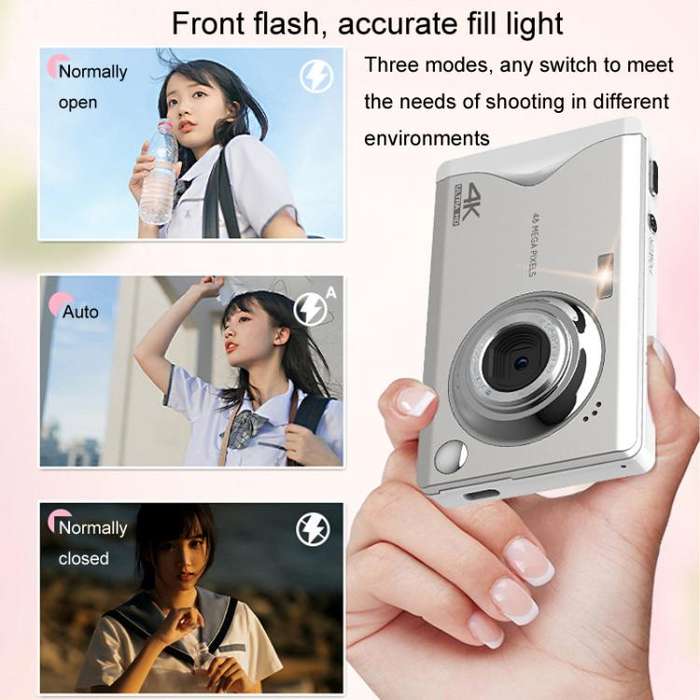 4K HD 3.0-Inch IPS Screen Autofocus HD Digital Camera Student DV Camera SLR(White)