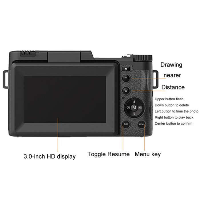 Micro SLR 5X Optical Zoom / 8X Digital Zoom Digital Camera 48MP HD Shooting VCR Photo Camera(Black)