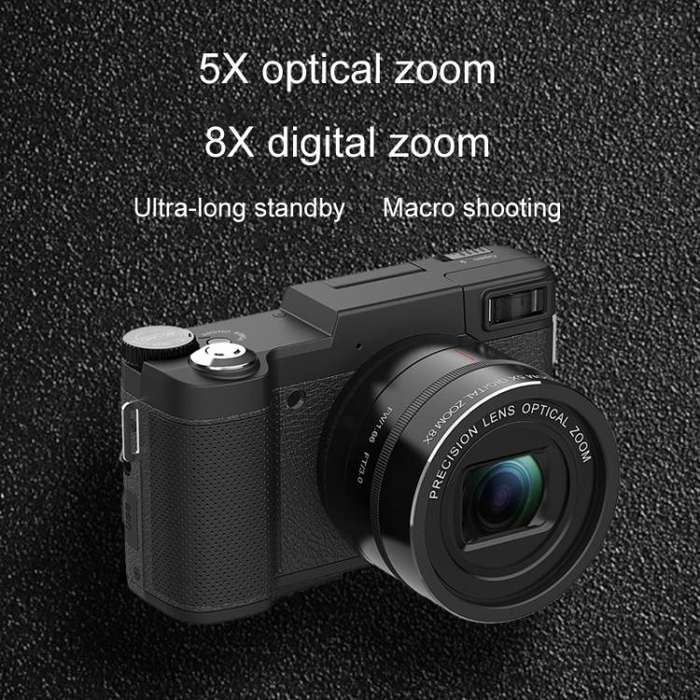 Micro SLR 5X Optical Zoom / 8X Digital Zoom Digital Camera 48MP HD Shooting VCR Photo Camera(Black)