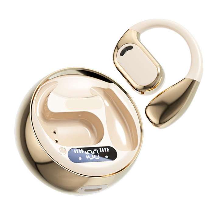M76 Intelligent AI Translation On-Ear Digital Display Bluetooth Earphone(Skin Color)
