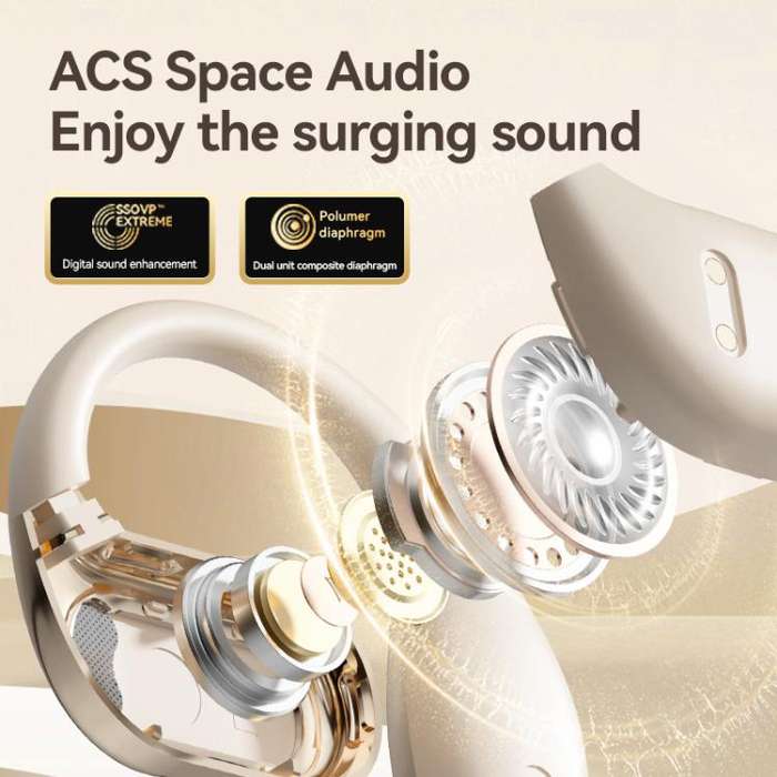M76 Intelligent AI Translation On-Ear Digital Display Bluetooth Earphone(Skin Color)