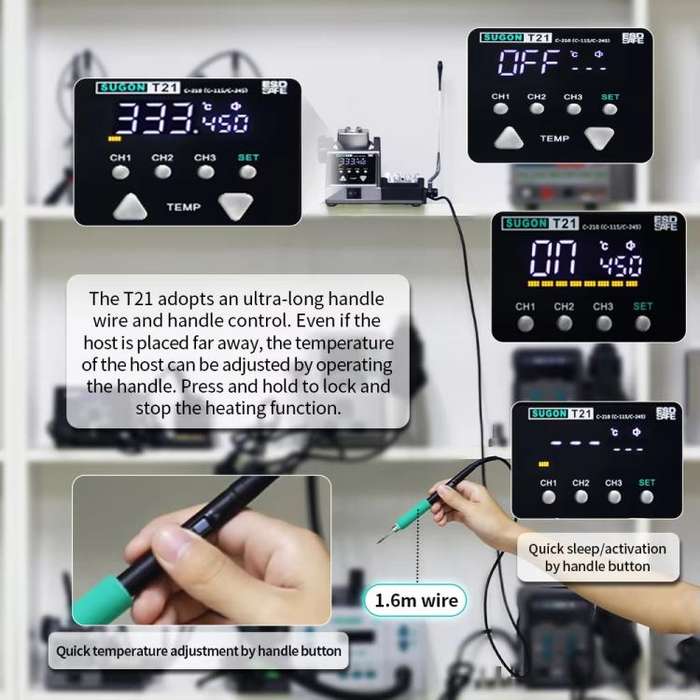 SUGON T21 Constant Temperature Soldering Station 120W High Power Soldering Iron With I/IS/K Tip N...