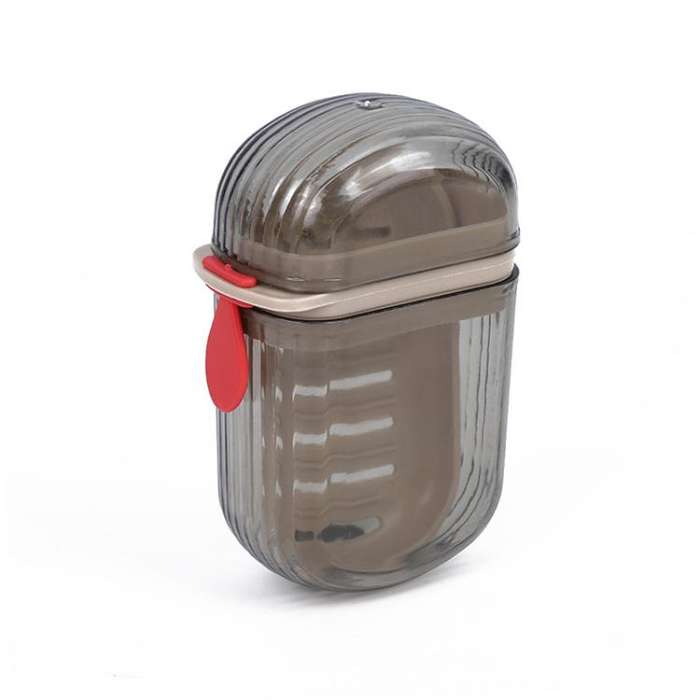 Portable Sealing Soap Box With Lid Double Drainable Travel Soap Case(Transparent Gray)