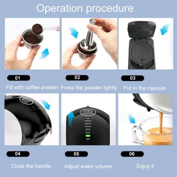 For Dolce Gusto Coffee Maker Stainless Steel Reusable Coffee Capsule Shell, Style: Capsule+Brush ...