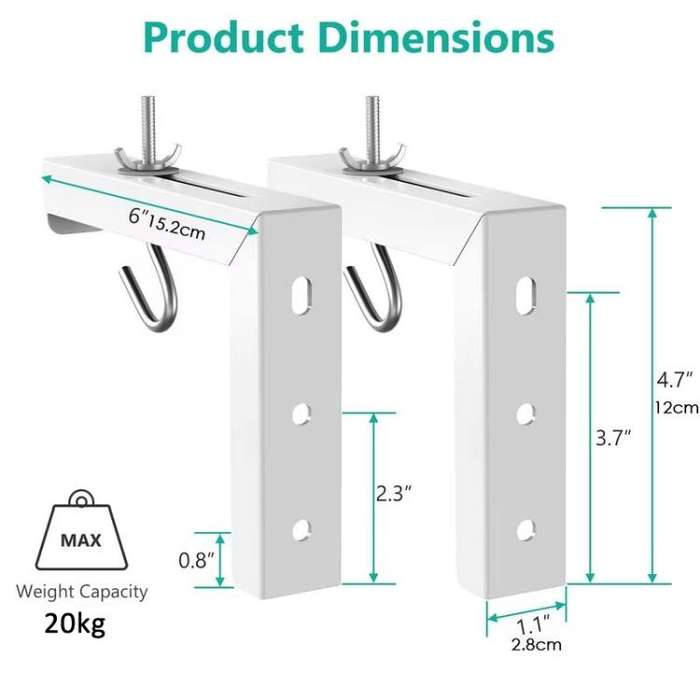 Universal Projector Screen Ceiling Mount Wall Hanger L-shaped Adjustable Bracket(White)