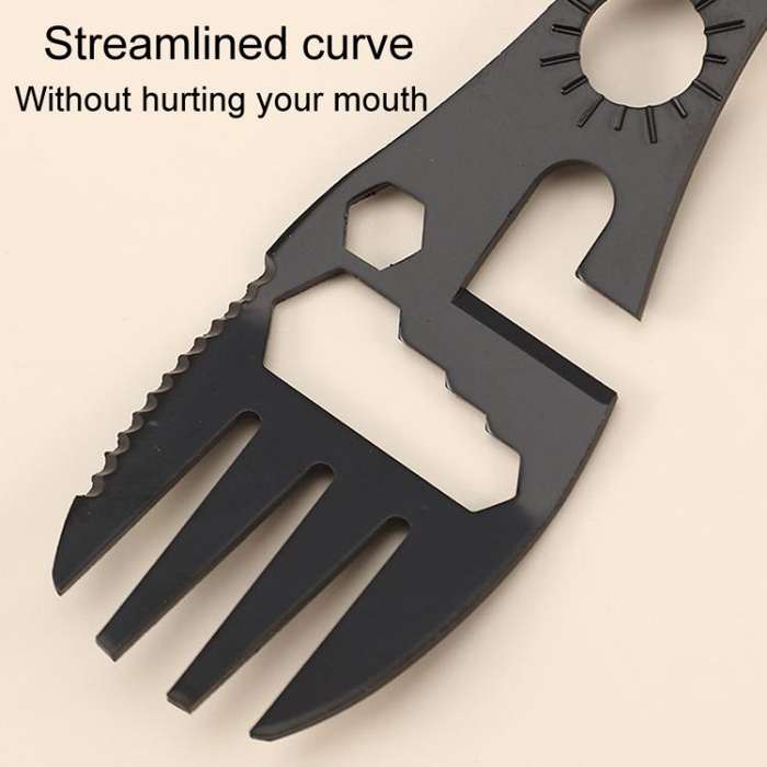 2pcs 10 In 1 Outdoor Camping Picnic Multifunctional Portable Fork and Spoon Tool(Black)