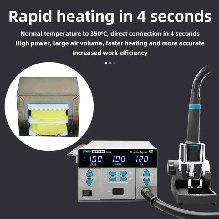 SUGON 8610DX-Pro 1000W Digital Display Hot Air Welding Station Cell Phone Repair Welding EU Plug