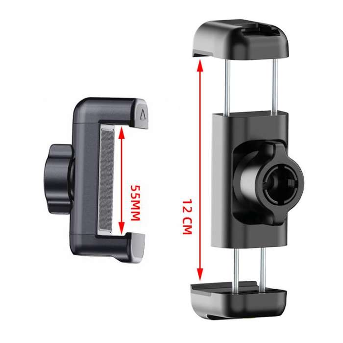 Telescopic Mobile Phone Extension Clamp with 1/4 Threaded Interface(Screw Hole + Ball Head)