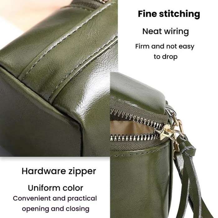 Oil Wax PU Leather Portable Bucket Bag Mini Retro Lipstick Earphone Bag Small Objects Storage Coi...