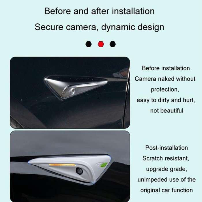 For Tesla 2024 Model 3 Fenders Side Labels Camera Cover Stickers, Color: Frosted Matt Black