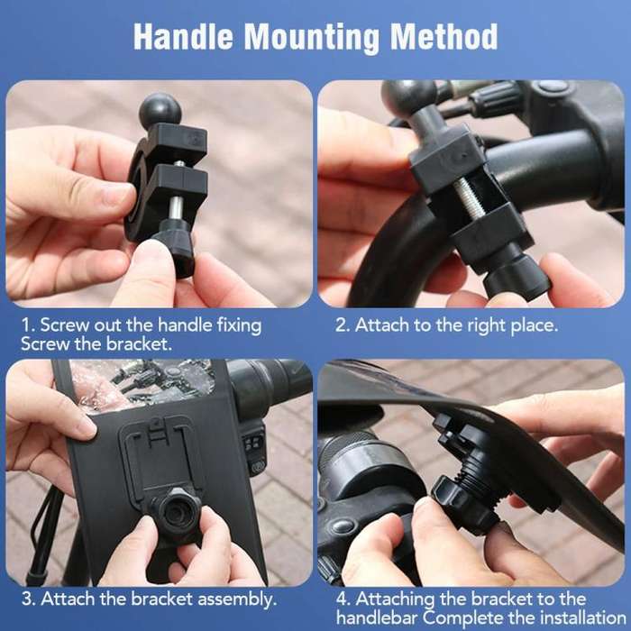 Bicycle Waterproof Phone Bag Mount Stand 360 Degree Rotation Motorcycle Bike Cellphone Holder, Sp...