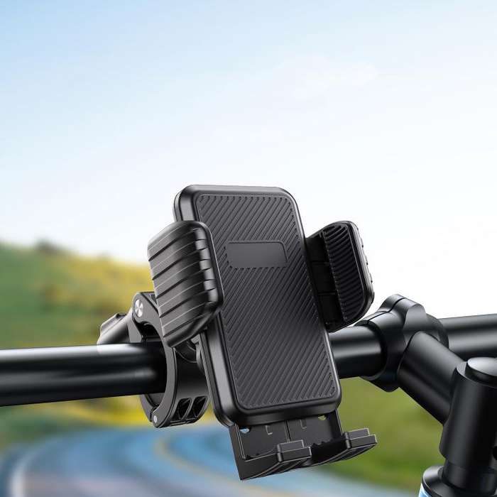 Bicycle Motorcycle Shock Absorption Mobile Phone Holder Gravity Navigation Mount(Black)