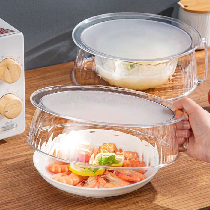 Microwave Food Heating Splashproof Cover Food Grade PC Household High Temperature Resistant Bowl ...