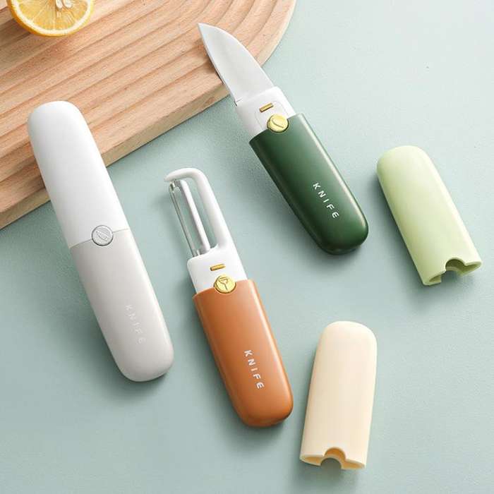 2-in-1 Household Double-headed Multifunctional Portable Fruit Knife Peeler(Green)