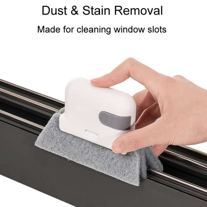 2pcs Household Multifunctional Handheld Window Crevice Brush 2 In 1 Groove Cleaning Tool(Gray)