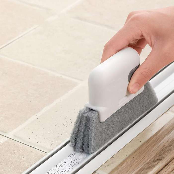 2pcs Household Multifunctional Handheld Window Crevice Brush 2 In 1 Groove Cleaning Tool(Gray)