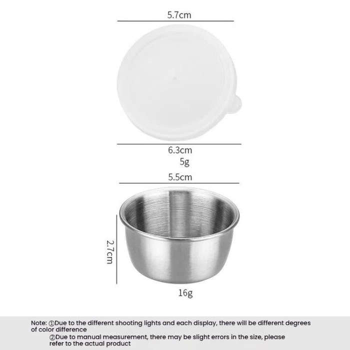 40ml 304 Stainless Steel Sauce Cup With Plastic Lid Sealed Leak-Proof Dipping Dish Seasoning Dish