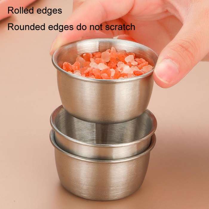 40ml 304 Stainless Steel Sauce Cup With Plastic Lid Sealed Leak-Proof Dipping Dish Seasoning Dish