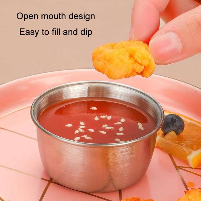 40ml 304 Stainless Steel Sauce Cup With Plastic Lid Sealed Leak-Proof Dipping Dish Seasoning Dish
