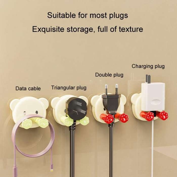 Suction Cup Plug Hook Hole-free Power Cord Wall Fixer Data Cable Storage Organizer(Transparent)