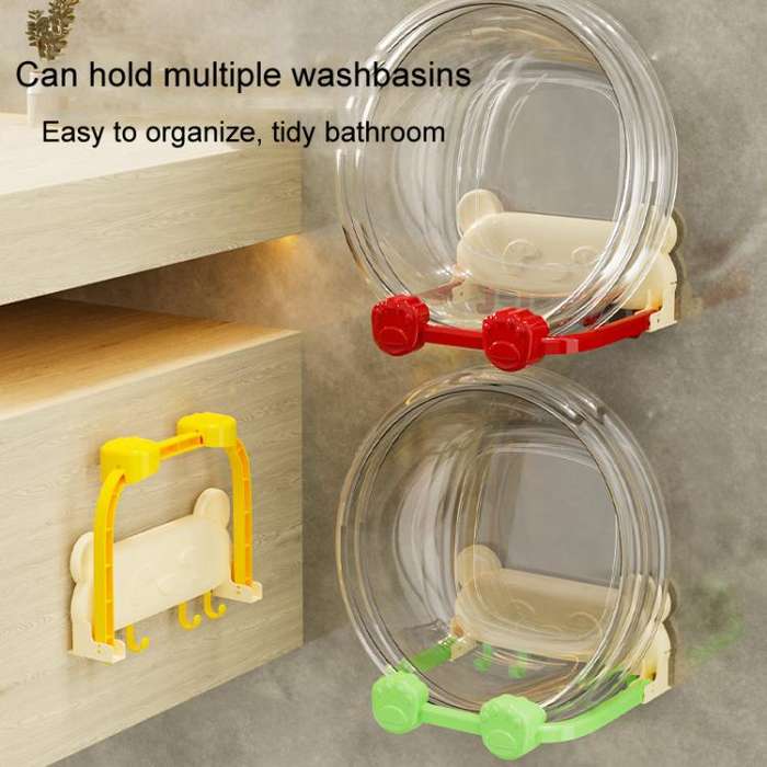 Suction Cup Basin Rack Bathroom No-Punch Foldable Multifunction Hook Organizer Wall Shelf(Creamy ...