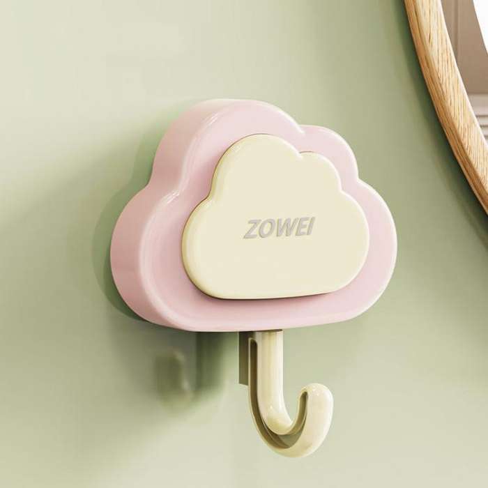 Suction Cup Press Clouds Hook No Punch Bathroom Kitchen Household Multifunctional Hook(Cream Pink)