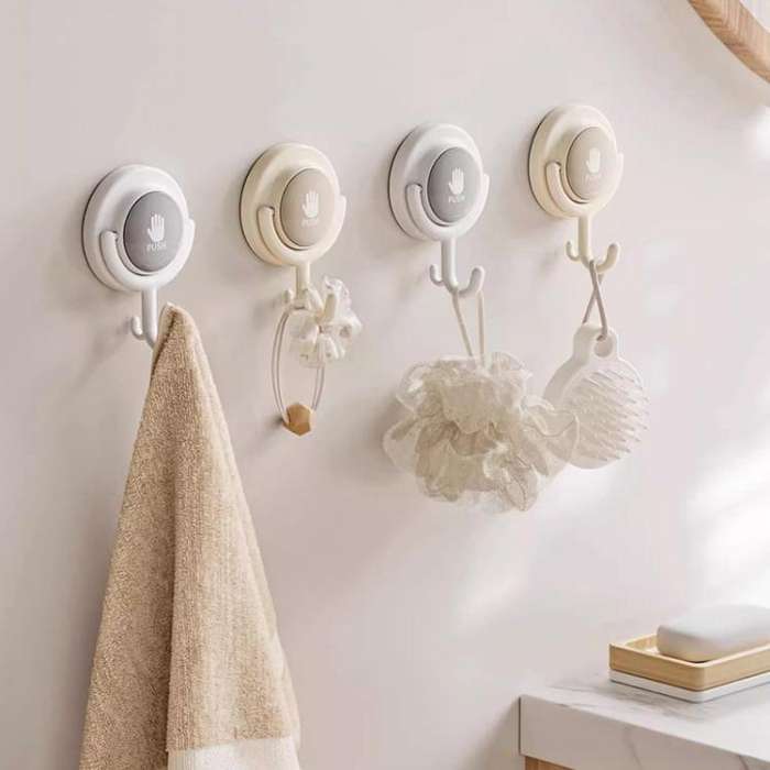 Suction Cup Hook No Hole Bathroom Strong Load-bearing Swivel Wall Behind Door No Trace Sticky Wal...