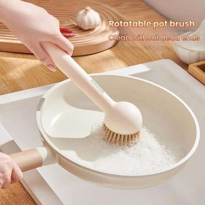 2pcs /Set ecoco Pot Washing Brush Short Handle Squeezeable + Long Handle Rotatable Household Dish...