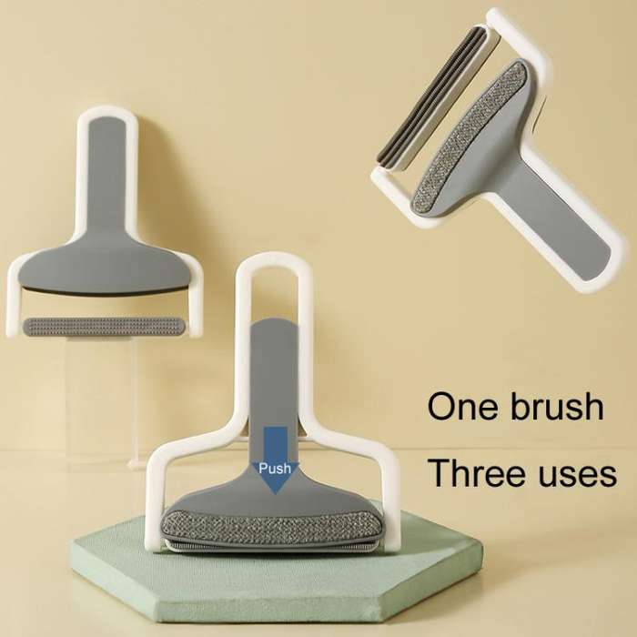 Household Clothes Scraper Portable Multifunctional Hair Removal Brush(White Gray)