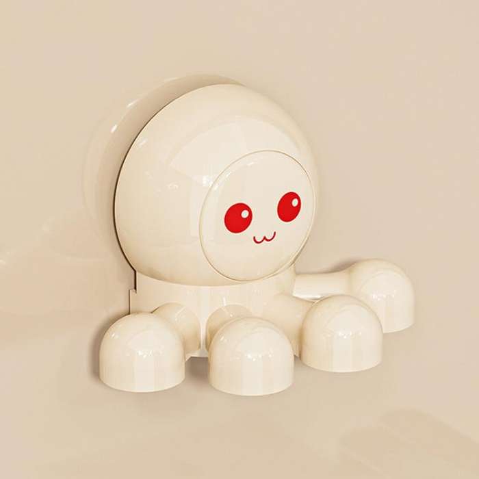 Octopus Suction Cup Toothbrush Holder Bathroom Wall Mounted Toothbrush Storage Shelf(Red)