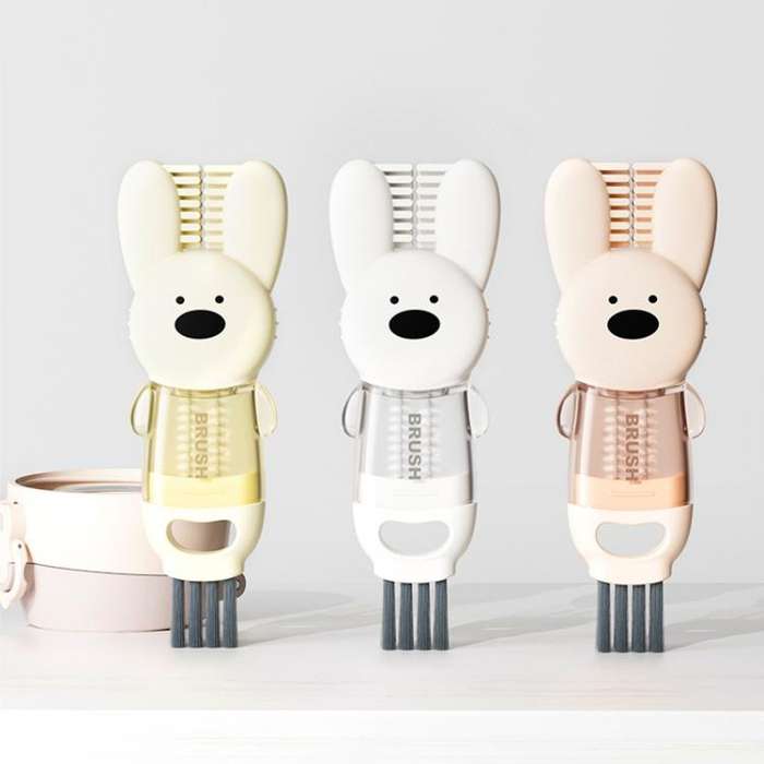 3 In 1 Cup Brush Rabbit Multifunction Crevice Bottle Insulated Mug Groove Rubber Ring Cleaning Br...