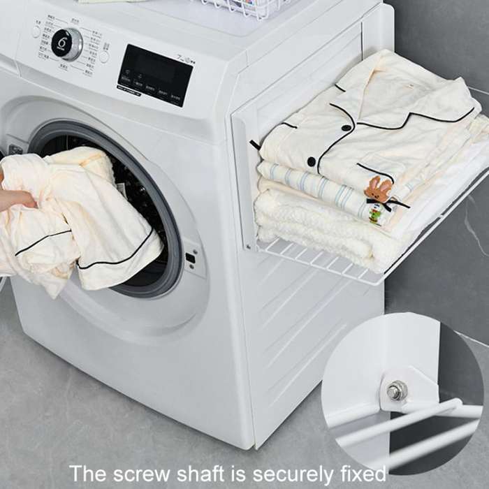 Bathroom Dirty Clothes Shelf Washing Machine Side Folding Wall Mounted Clothes Organizer(Black)