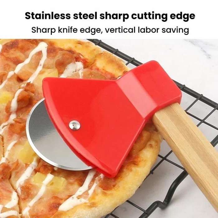 Axe Stainless Steel Pizza Cutter Baking Pizza Roller Knife Round Pie Cutter(Red)