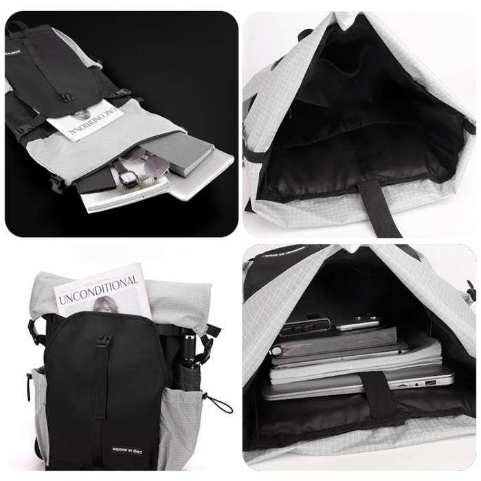 WEPOWER  Men and Women Contrast Color Backpack for Commuting Large-capacity Casual Bag(Gray)